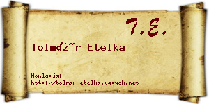 Tolmár Etelka névjegykártya