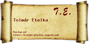 Tolmár Etelka névjegykártya